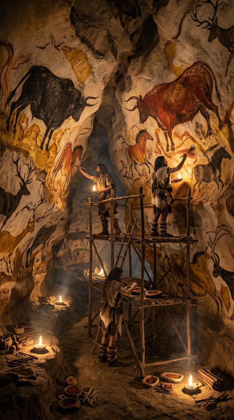 Malen in der Höhle von Lascaux