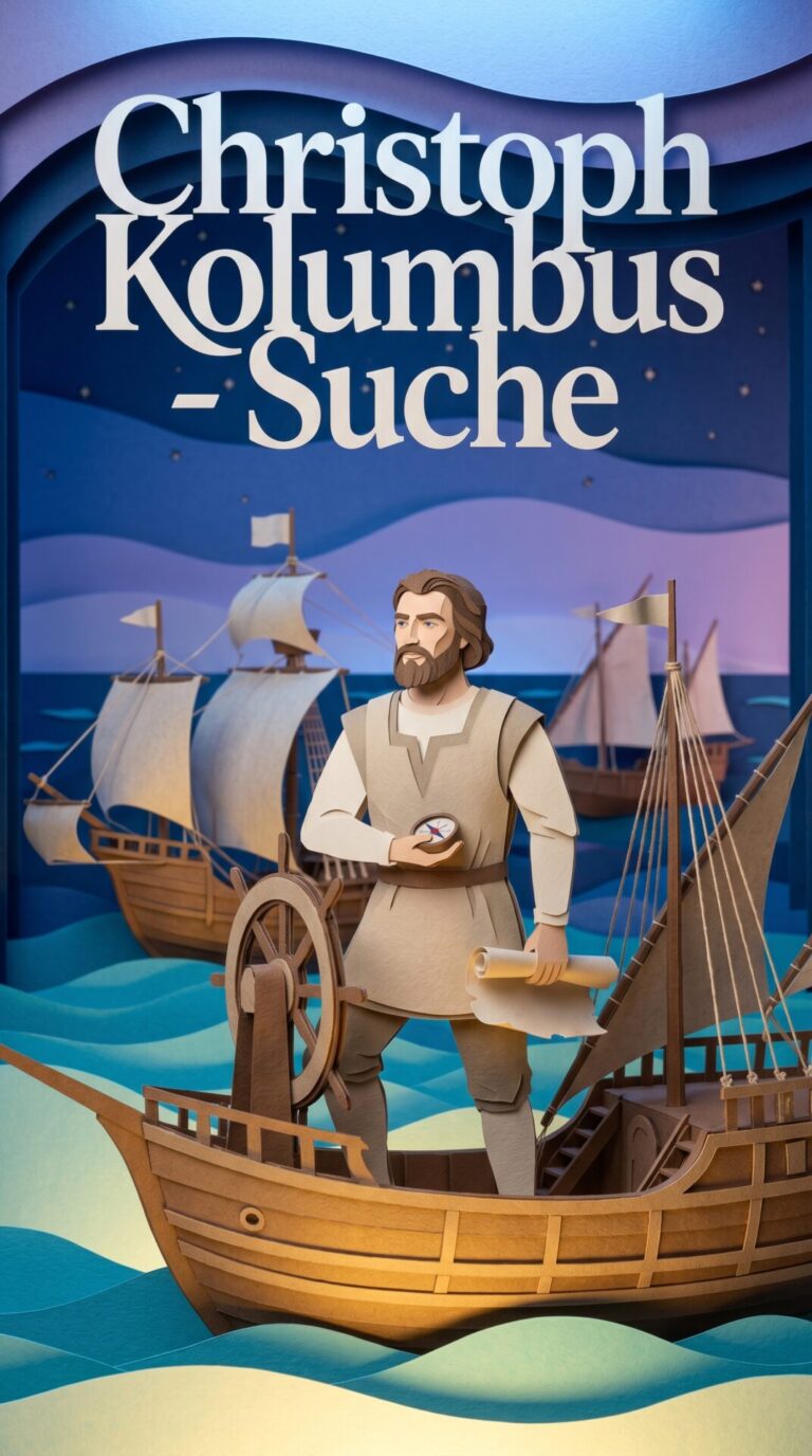 Illustriertes Cover für das Kinderhörbuch: 052 Christoph Kolumbus – Suche - fabelhaft.app