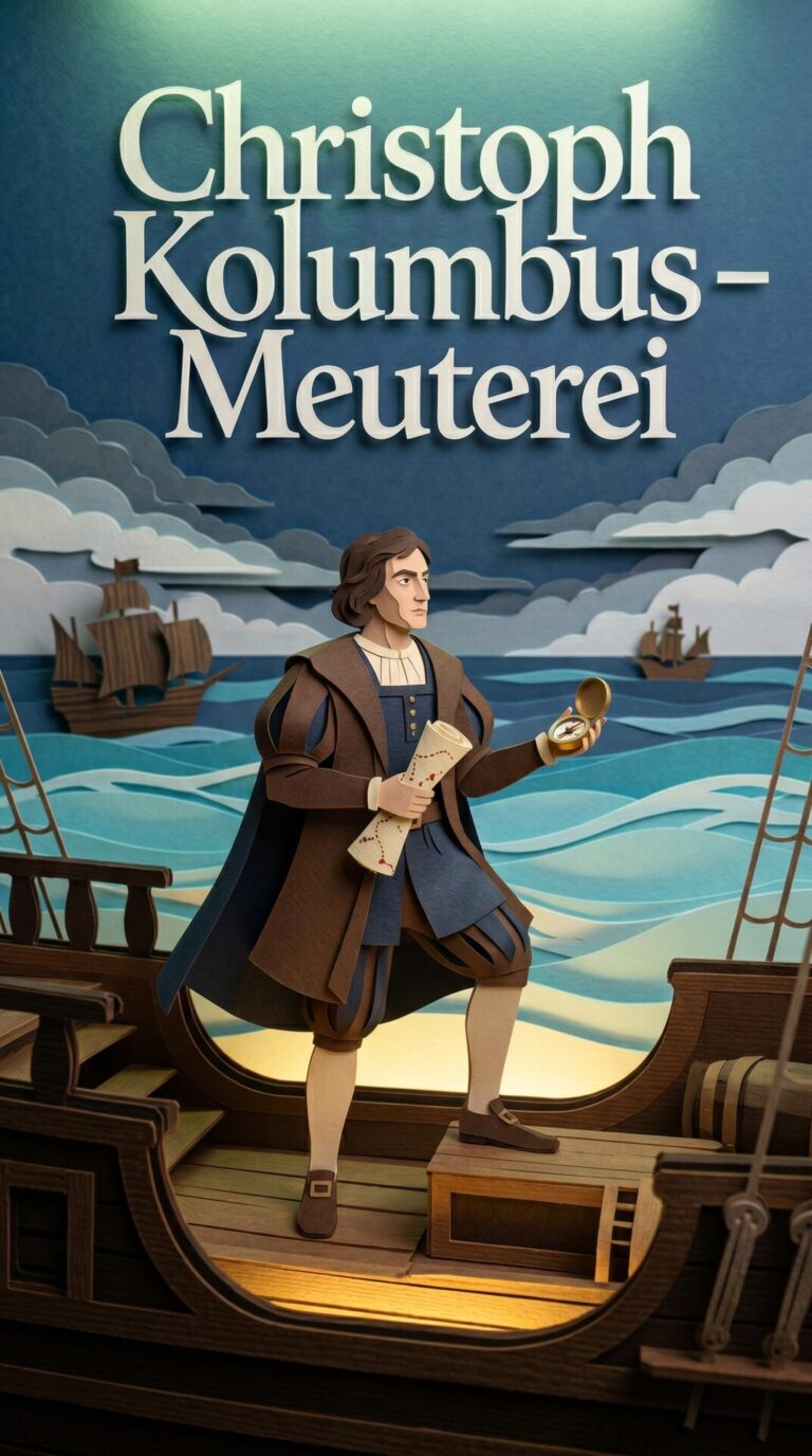 Illustriertes Cover für das Kinderhörbuch: 053 Christoph Kolumbus – Meuterei - fabelhaft.app