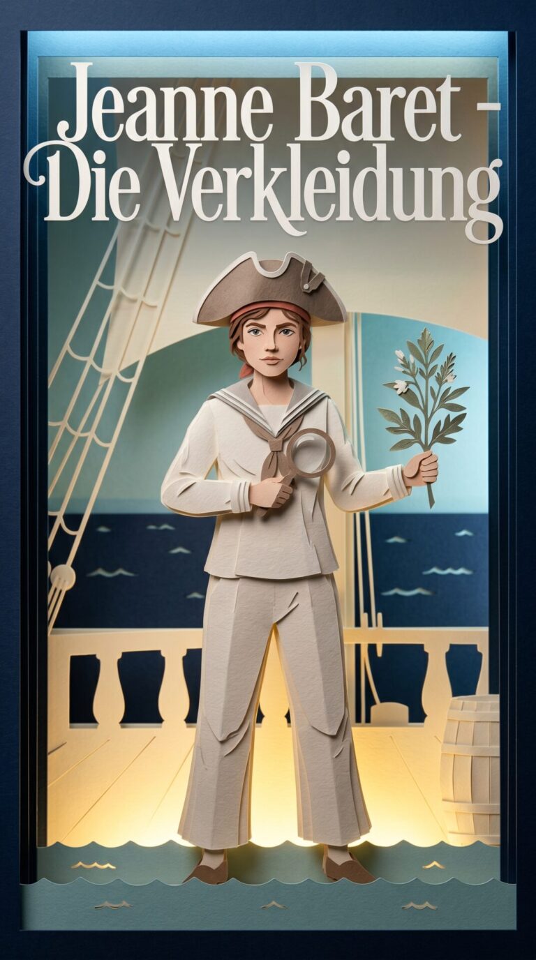 Illustriertes Cover für das Kinderhörbuch: 059 Jeanne Baret – Die Verkleidung - fabelhaft.app