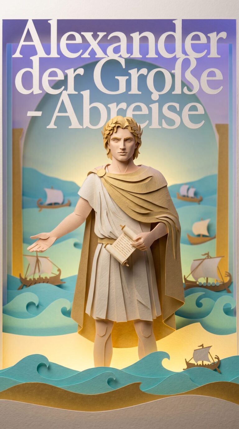 Illustriertes Cover für das Kinderhörbuch: 069 Alexander der Große – Abreise - fabelhaft.app