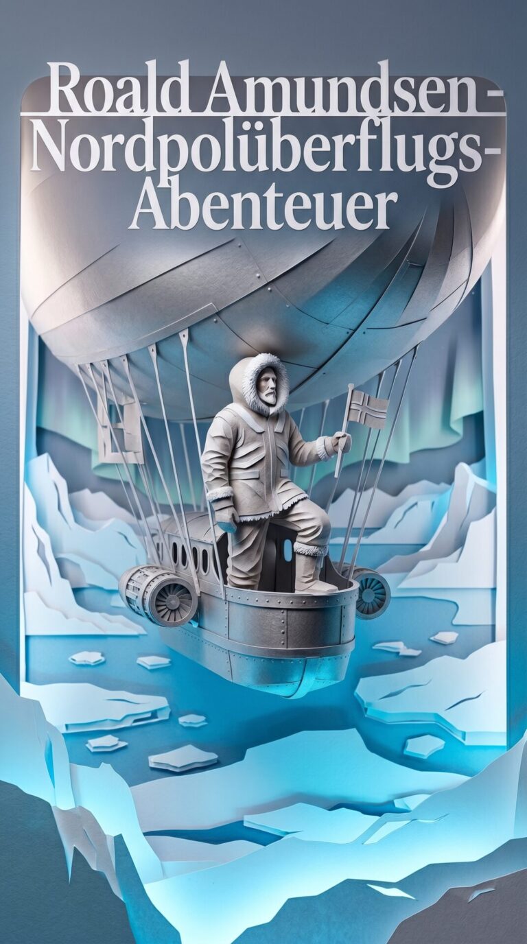 Illustriertes Cover für das Kinderhörbuch: 083 Roald Amundsen – Nordpolüberflugs-Abenteuer - fabelhaft.app