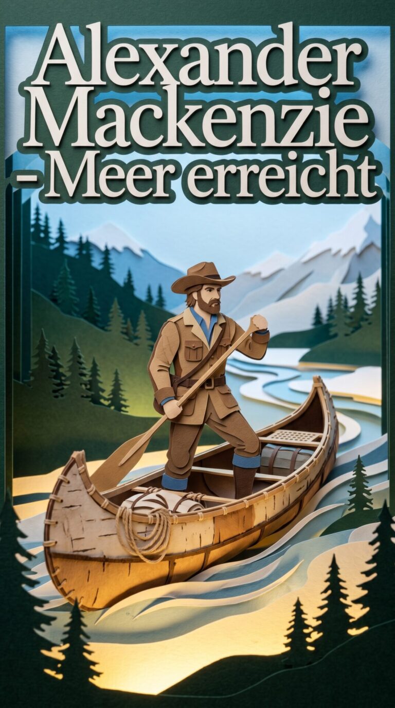 Illustriertes Cover für das Kinderhörbuch: 090 Alexander Mackenzie – Meer erreicht - fabelhaft.app