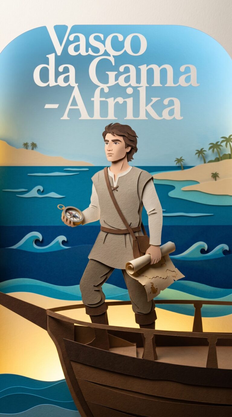 Illustriertes Cover für das Kinderhörbuch: 094 Vasco da Gama – Afrika - fabelhaft.app