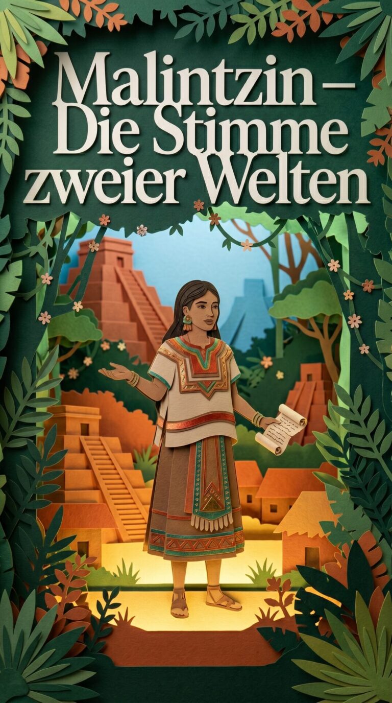Illustriertes Cover für das Kinderhörbuch: 102 Malintzin – Die Stimme zweier Welten - fabelhaft.app