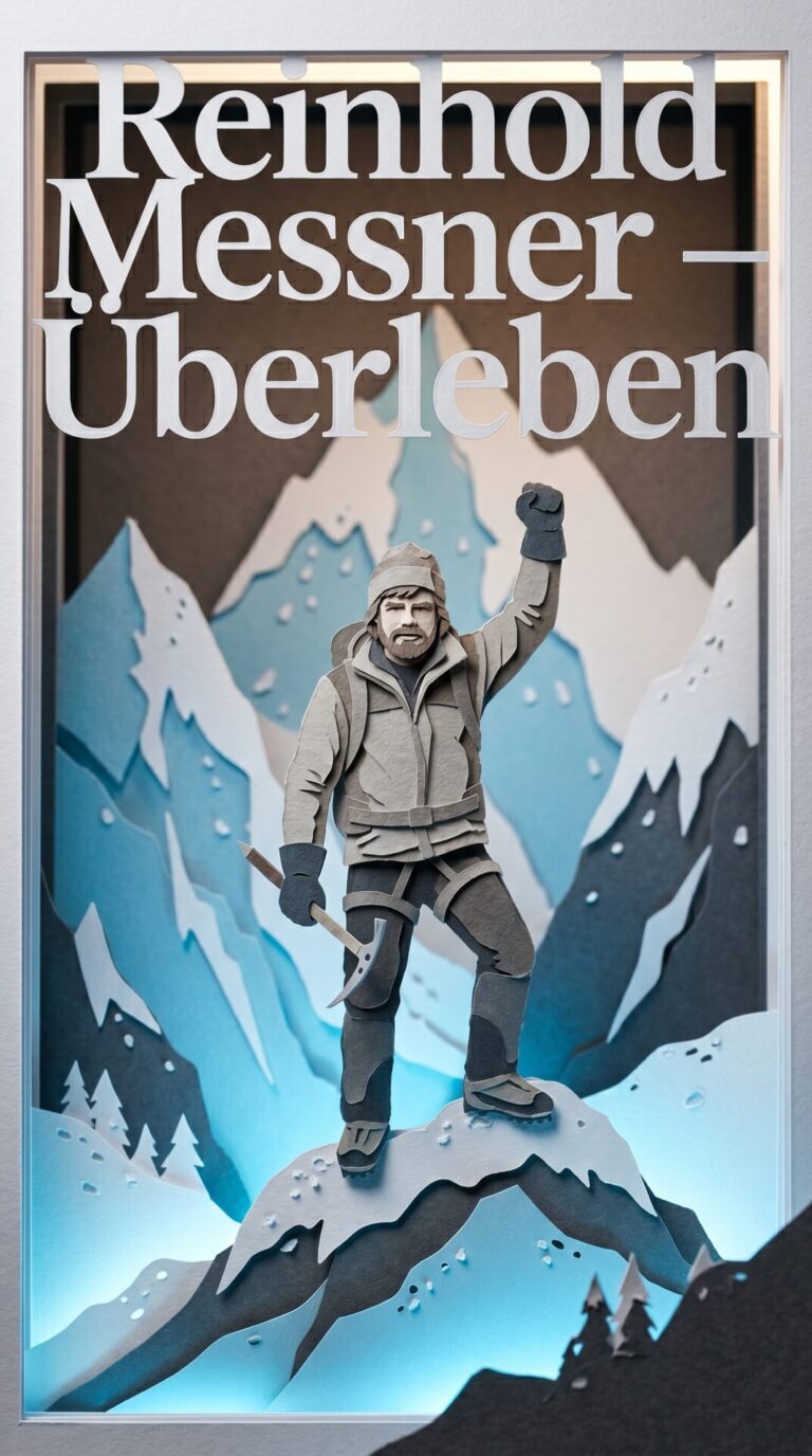 Illustriertes Cover für das Kinderhörbuch: 109 Reinhold Messner – Überleben - fabelhaft.app