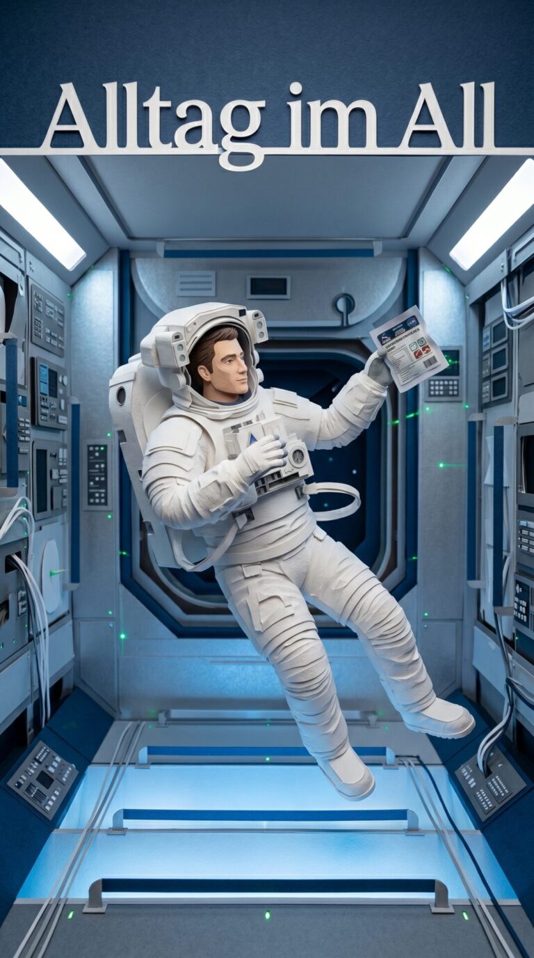 Illustriertes Cover für das Kinderhörbuch: 118 Chris Hadfield – Alltag im All - fabelhaft.app