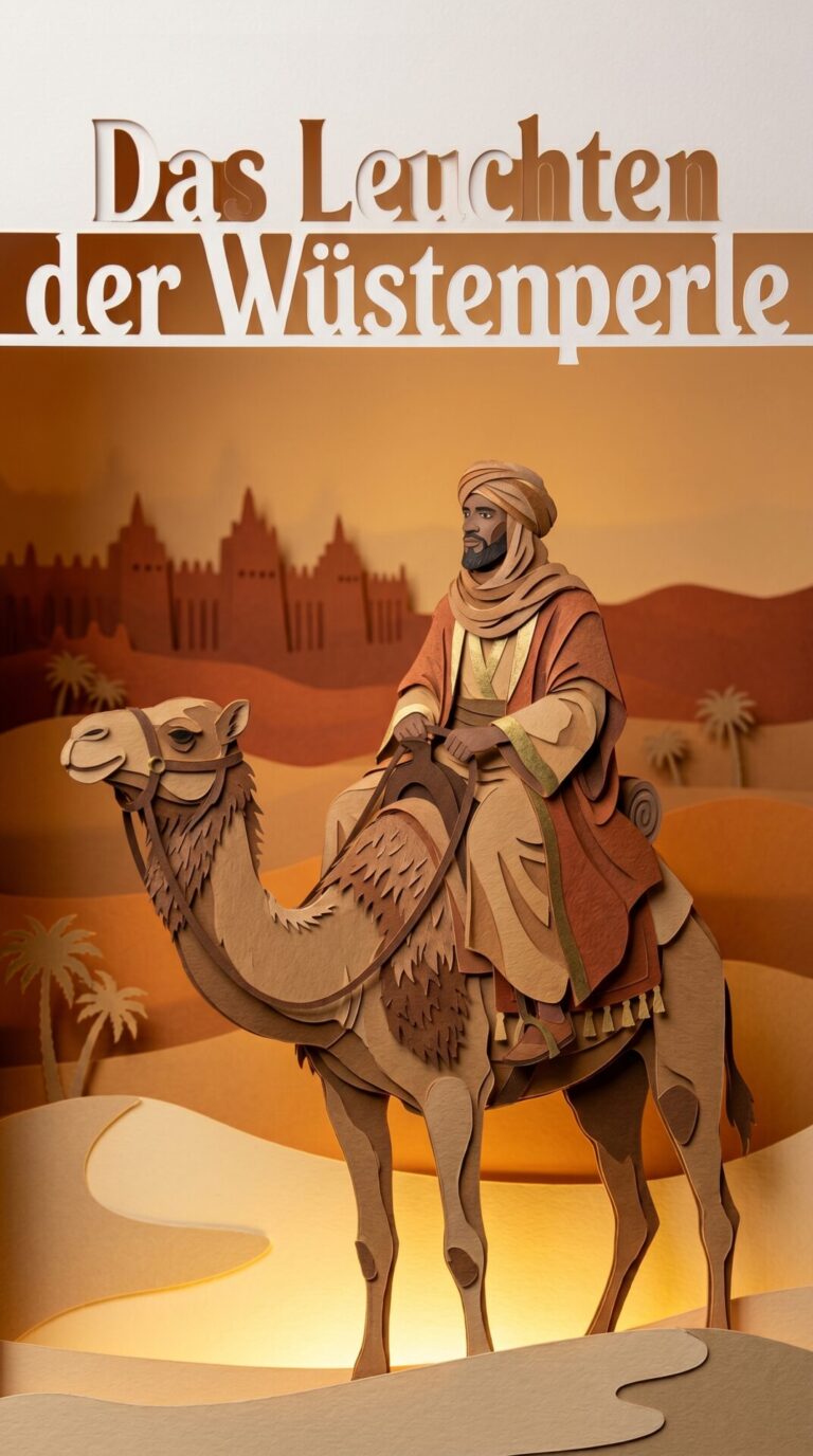Illustriertes Cover für das Kinderhörbuch: 120: Das Leuchten der Wüstenperle - fabelhaft.app