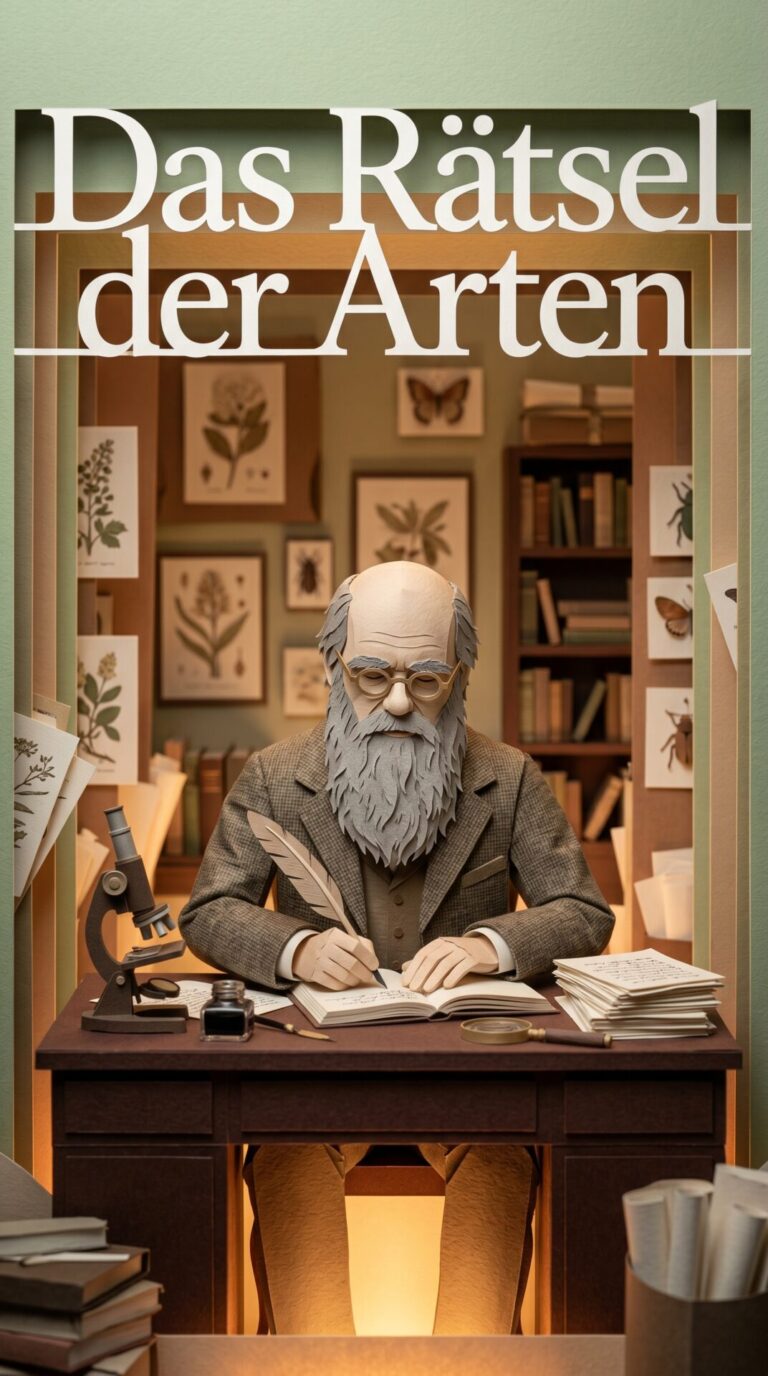 Illustriertes Cover für das Kinderhörbuch: 122 Charles Darwin und das Rätsel der Arten - fabelhaft.app