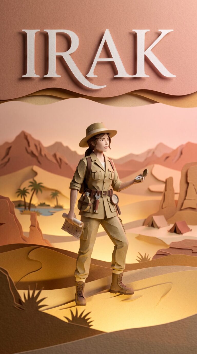 Illustriertes Cover für das Kinderhörbuch: 134 GERTRUDE BELL – IRAK - fabelhaft.app