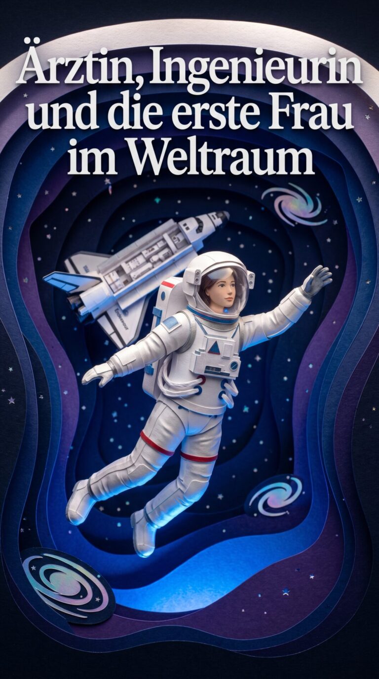 Illustriertes Cover für das Kinderhörbuch: 138 Mae Jemison – Ärztin, Ingenieurin und die erste Frau im Weltraum - fabelhaft.app