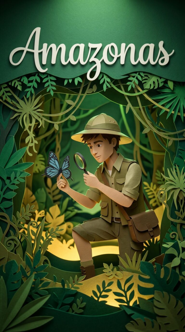 Illustriertes Cover für das Kinderhörbuch: 140 A. R. Wallace – Amazonas - fabelhaft.app