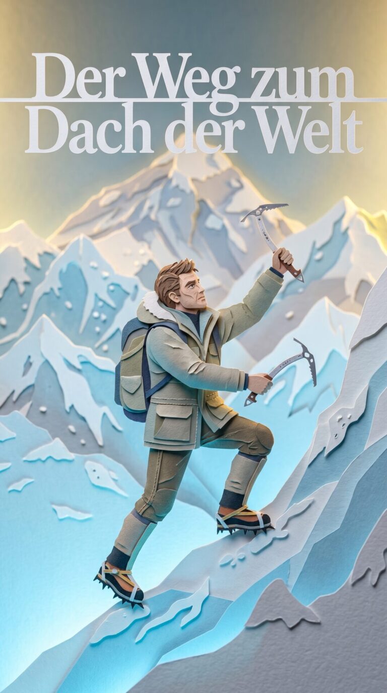 Illustriertes Cover für das Kinderhörbuch: 148 Edmund Hillary – Der Weg zum Dach der Welt - fabelhaft.app