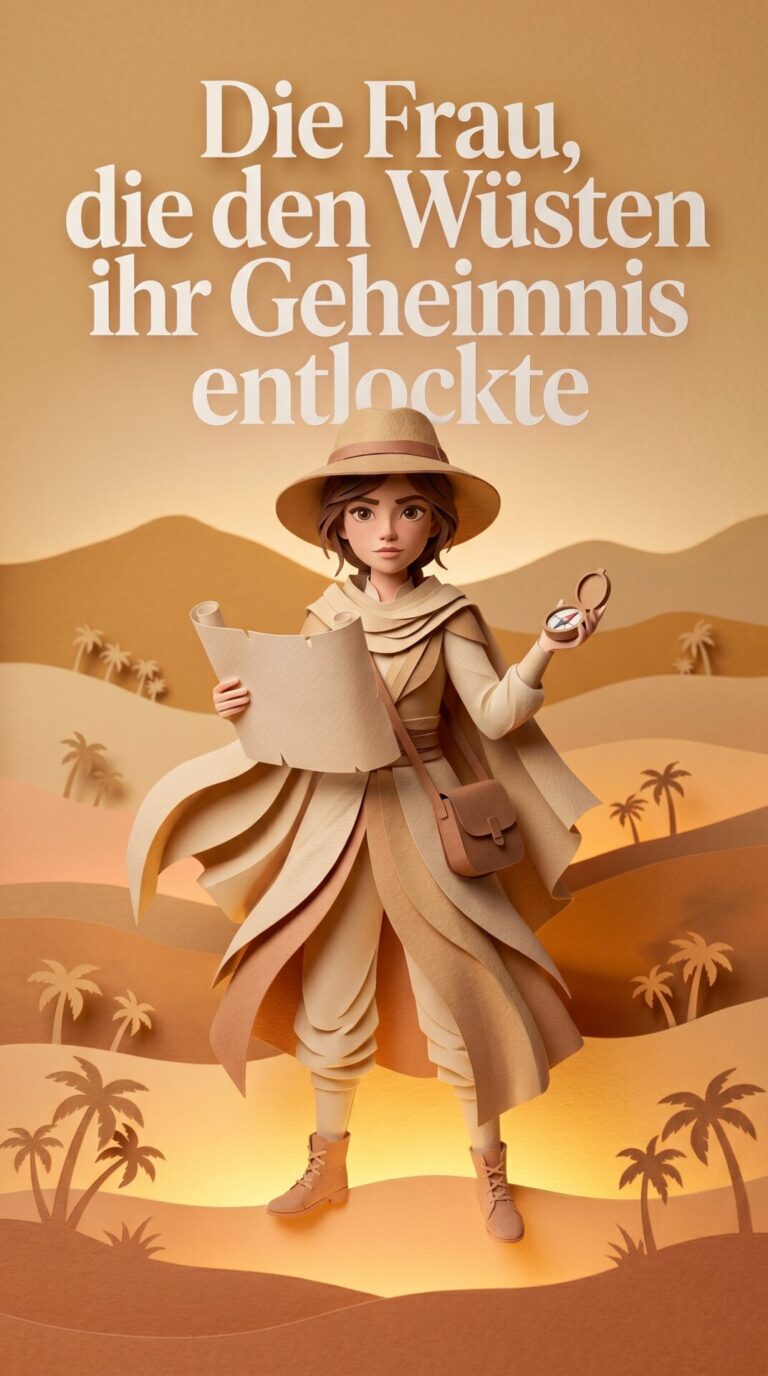 Illustriertes Cover für das Kinderhörbuch: 154 Freya Stark – Die Frau, die den Wüsten ihr Geheimnis entlockte - fabelhaft.app