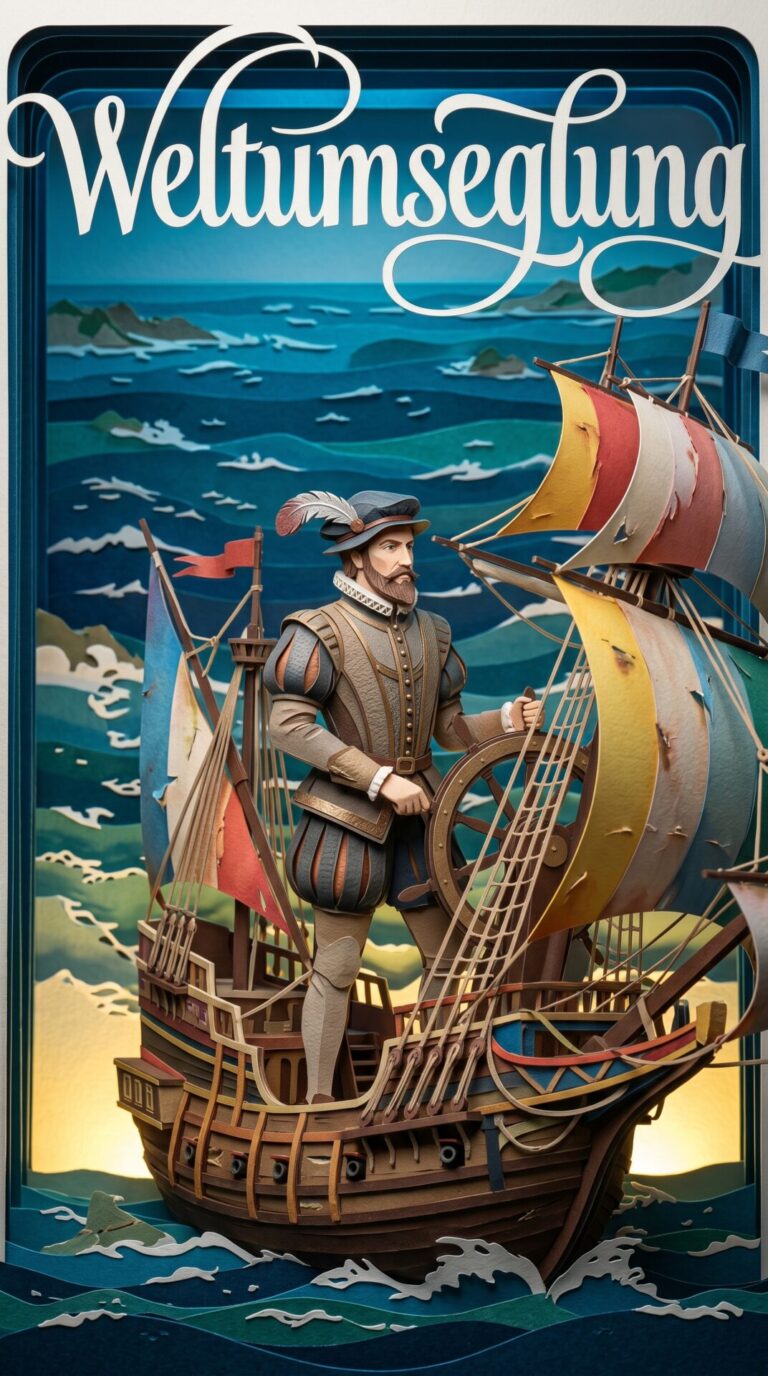 Illustriertes Cover für das Kinderhörbuch: 163 Francis Drake – Weltumseglung - fabelhaft.app