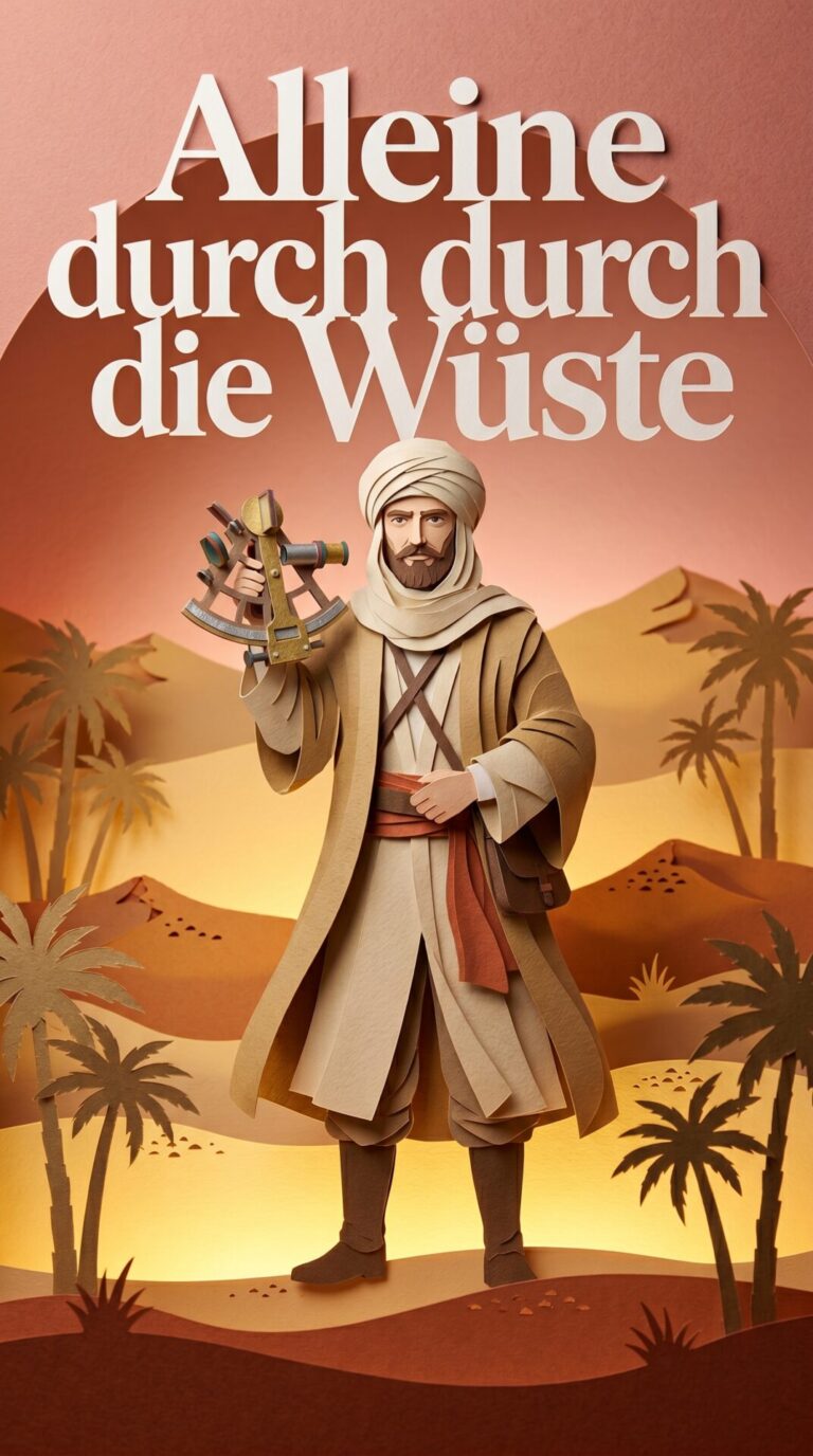 Illustriertes Cover für das Kinderhörbuch: 164 Heinrich Barth – Alleine durch die Wüste - fabelhaft.app
