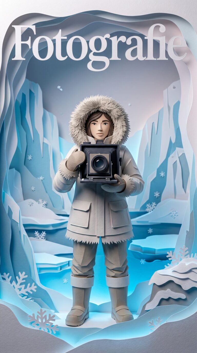 Illustriertes Cover für das Kinderhörbuch: 176 – Louise Arner Boyd – Fotografie - fabelhaft.app