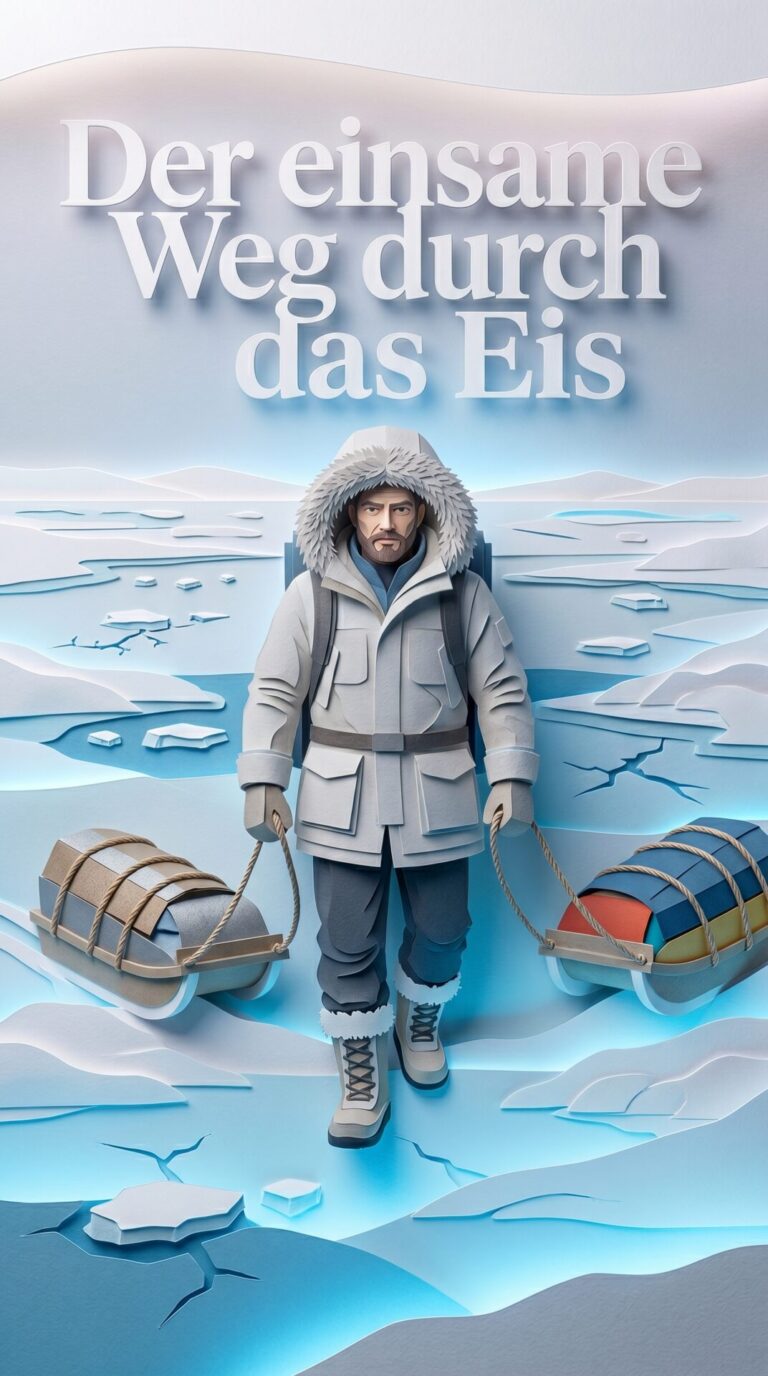 Illustriertes Cover für das Kinderhörbuch: 180 J.-L. Étienne – Der einsame Weg durch das Eis - fabelhaft.app