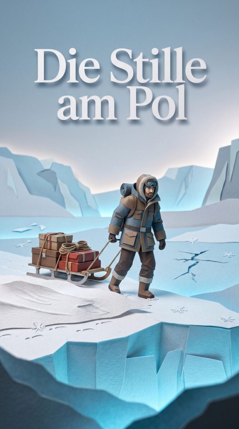 Illustriertes Cover für das Kinderhörbuch: 182 Erling Kagge – Die Stille am Pol - fabelhaft.app