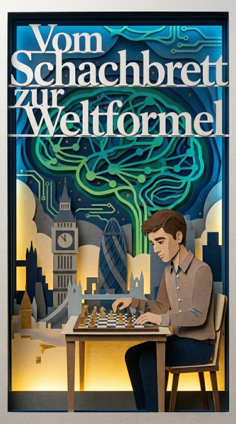 Illustriertes Cover für das Kinderhörbuch: 183 Demis Hassabis – Vom Schachbrett zur Weltformel - fabelhaft.app
