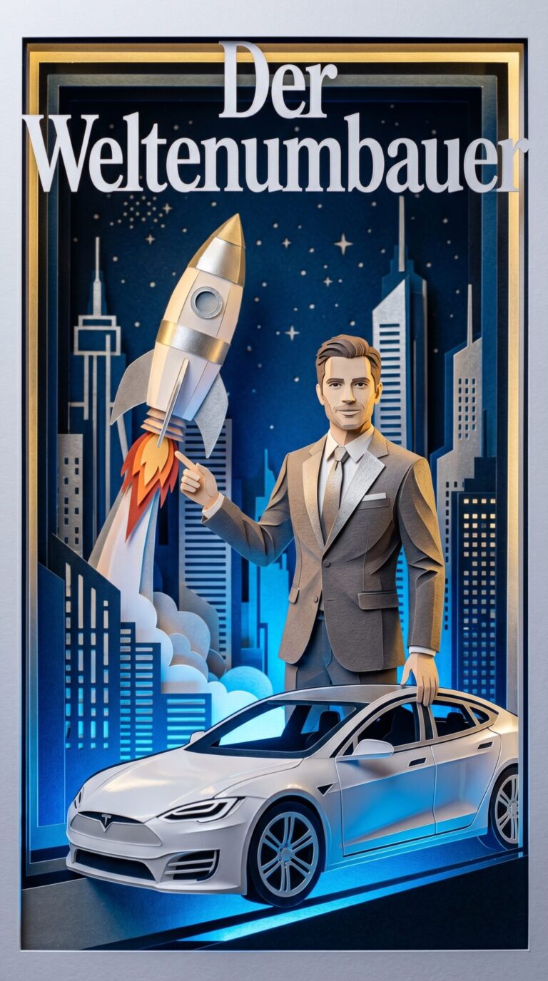 Illustriertes Cover für das Kinderhörbuch: 186 Elon Musk – Der Weltenumbauer - fabelhaft.app