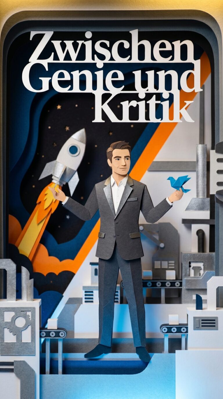 Illustriertes Cover für das Kinderhörbuch: 187 – Elon Musk – Zwischen Genie und Kritik - fabelhaft.app