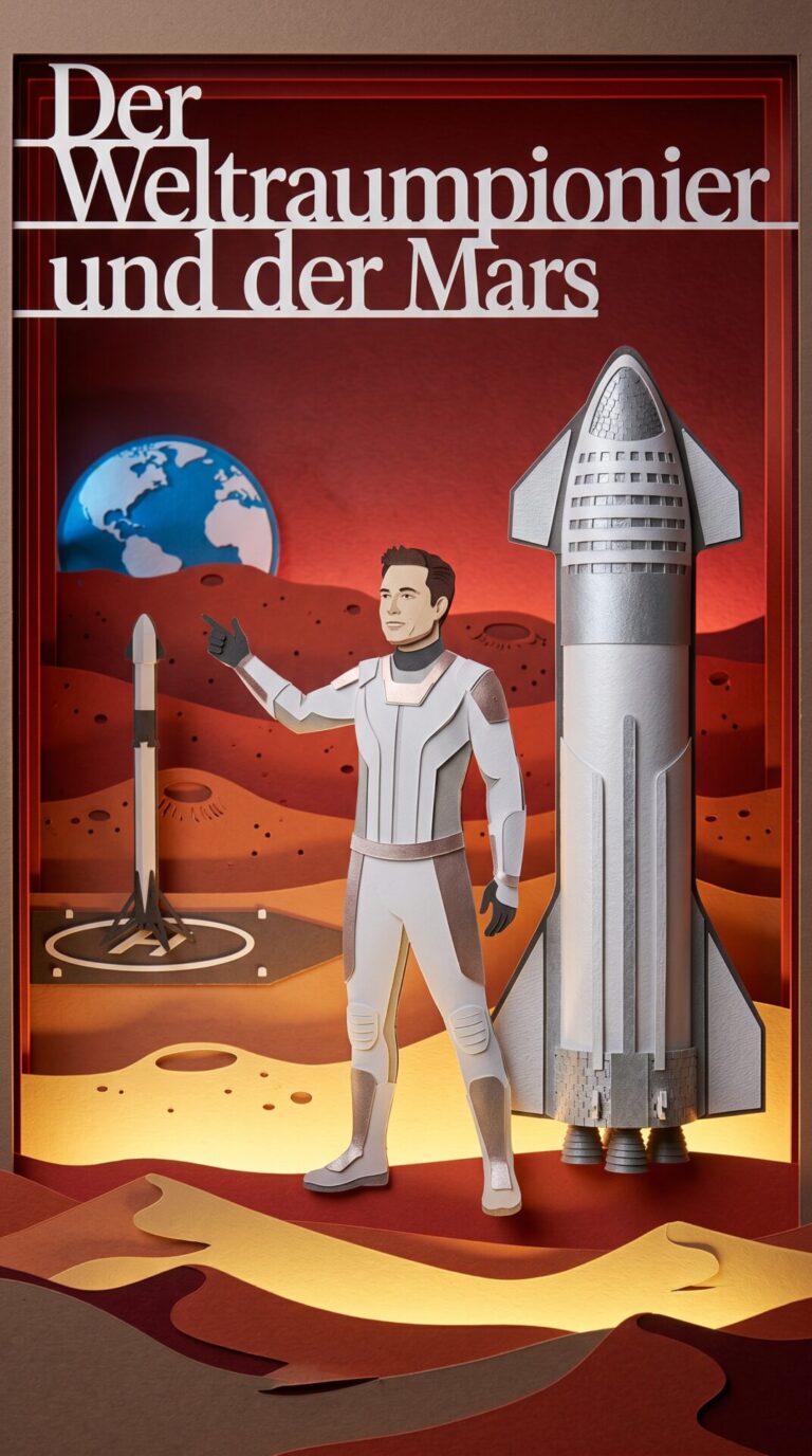 Illustriertes Cover für das Kinderhörbuch: 188 Elon Musk – Der Weltraumpionier und der Mars - fabelhaft.app