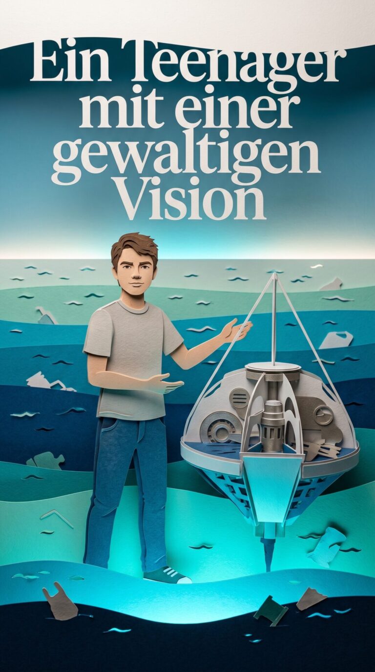 Illustriertes Cover für das Kinderhörbuch: 192 Boyan Slat – Ein Teenager mit einer gewaltigen Vision - fabelhaft.app