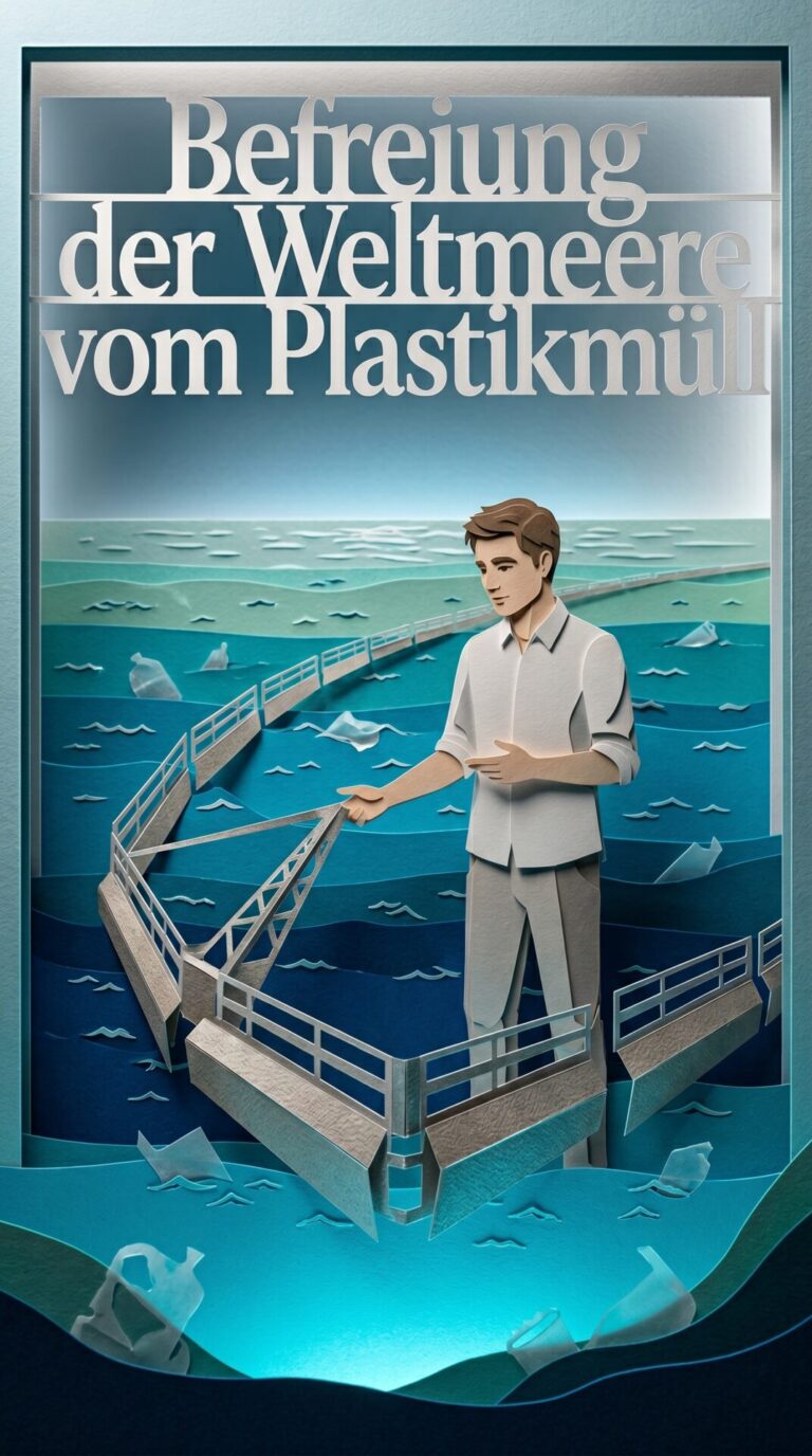 Illustriertes Cover für das Kinderhörbuch: 194 Boyan Slat – Befreiung der Weltmeere vom Plastikmüll - fabelhaft.app